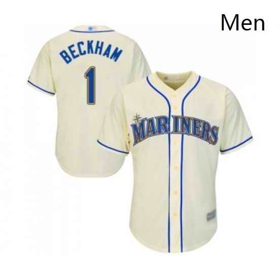 Mens Seattle Mariners 1 Tim Beckham Replica Cream Alternate Cool Base Baseball Jersey